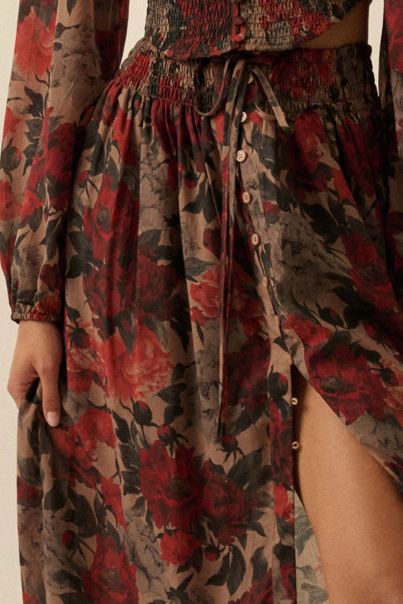 •ROSALIE• button front maxi skirt