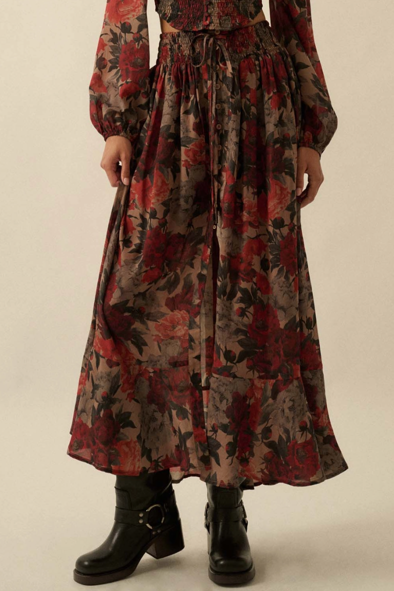 •ROSALIE• button front maxi skirt