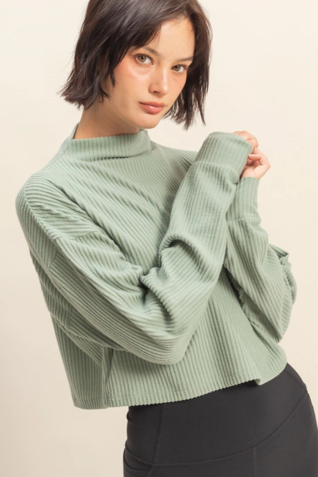 •LINDSAY• ribbed high neck cropped top