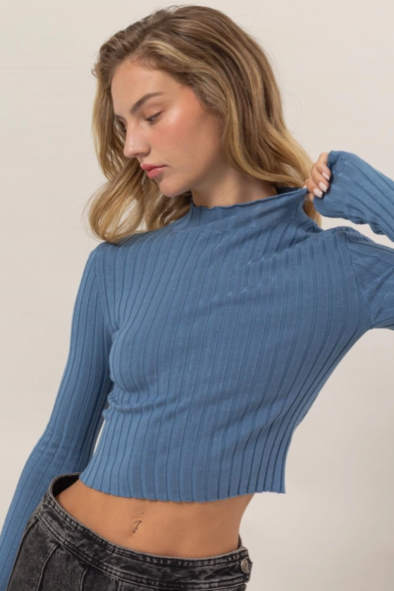 •ALICIA• ribbed mock neck top