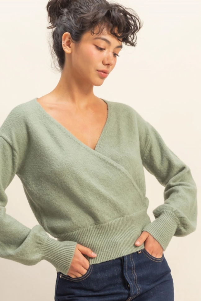•STACY• surplice neck sweater