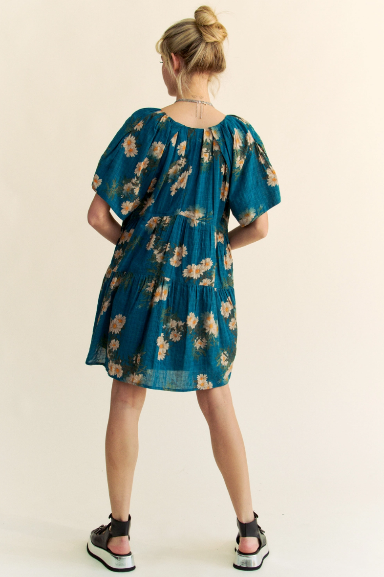 •APRIL• floral pleated mini dress