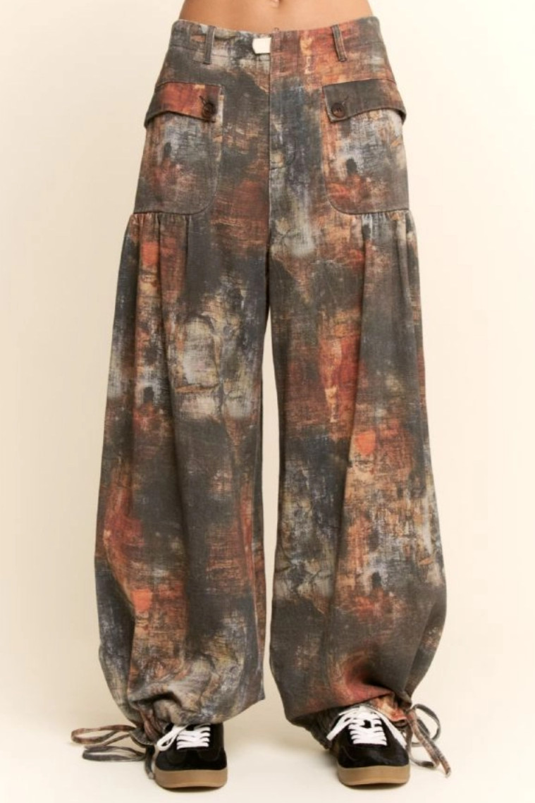 •MONIE• abstract dyed cargo pants