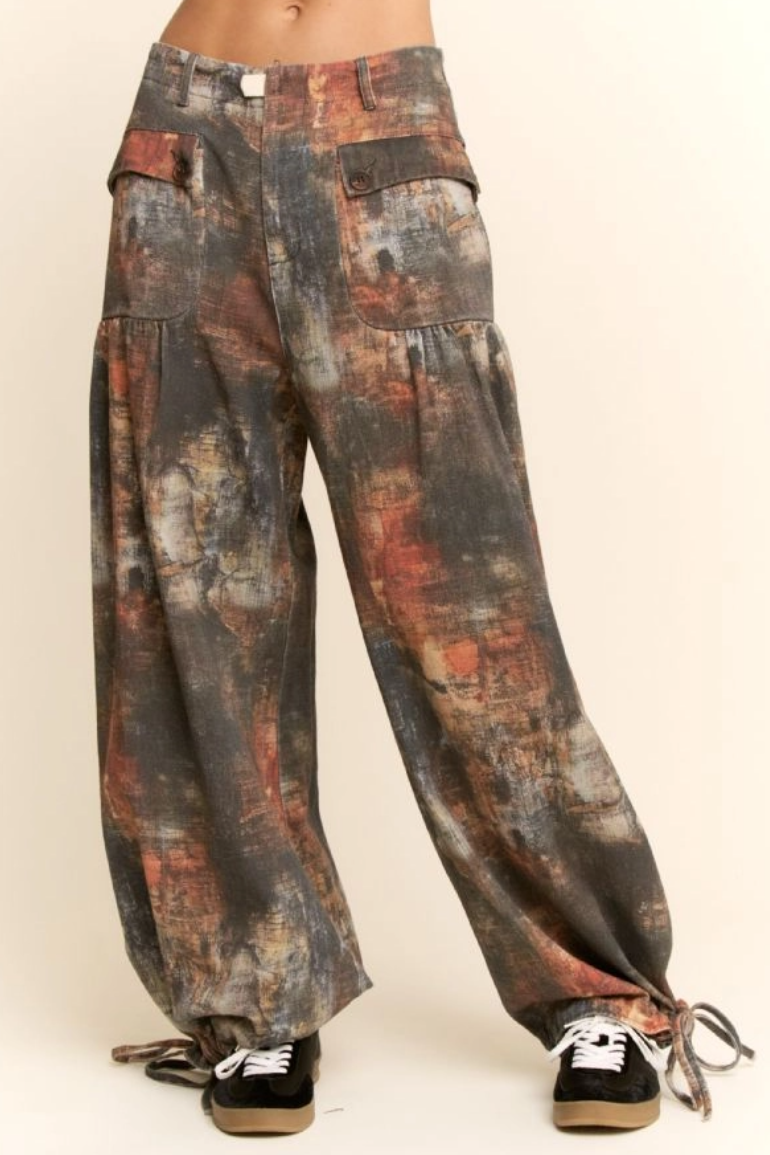 •MONIE• abstract dyed cargo pants
