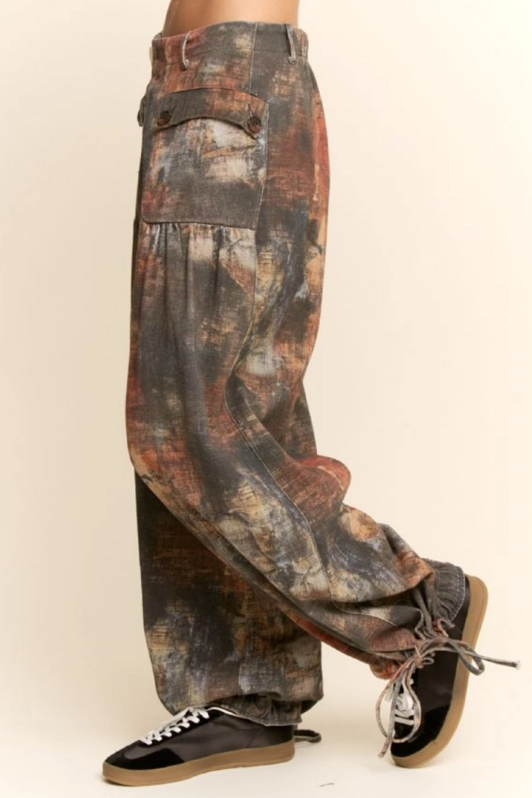 •MONIE• abstract dyed cargo pants