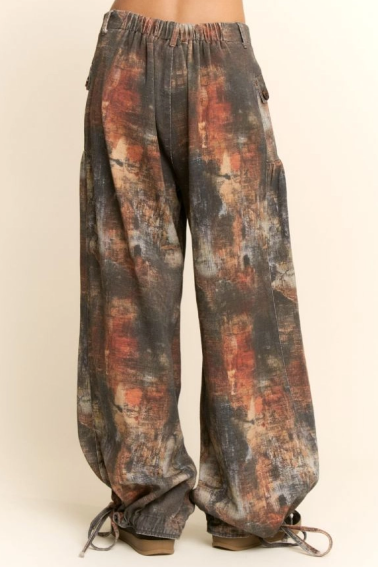 •MONIE• abstract dyed cargo pants