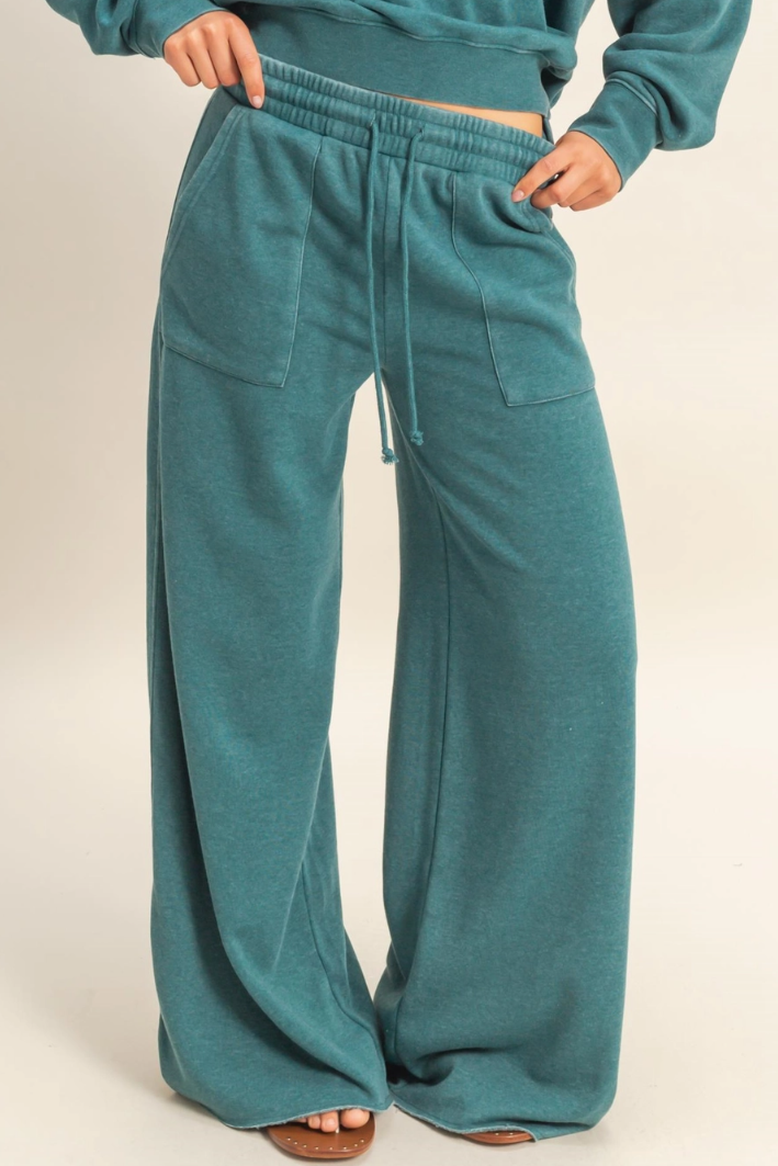 •TRACIE• french terry wide leg pants