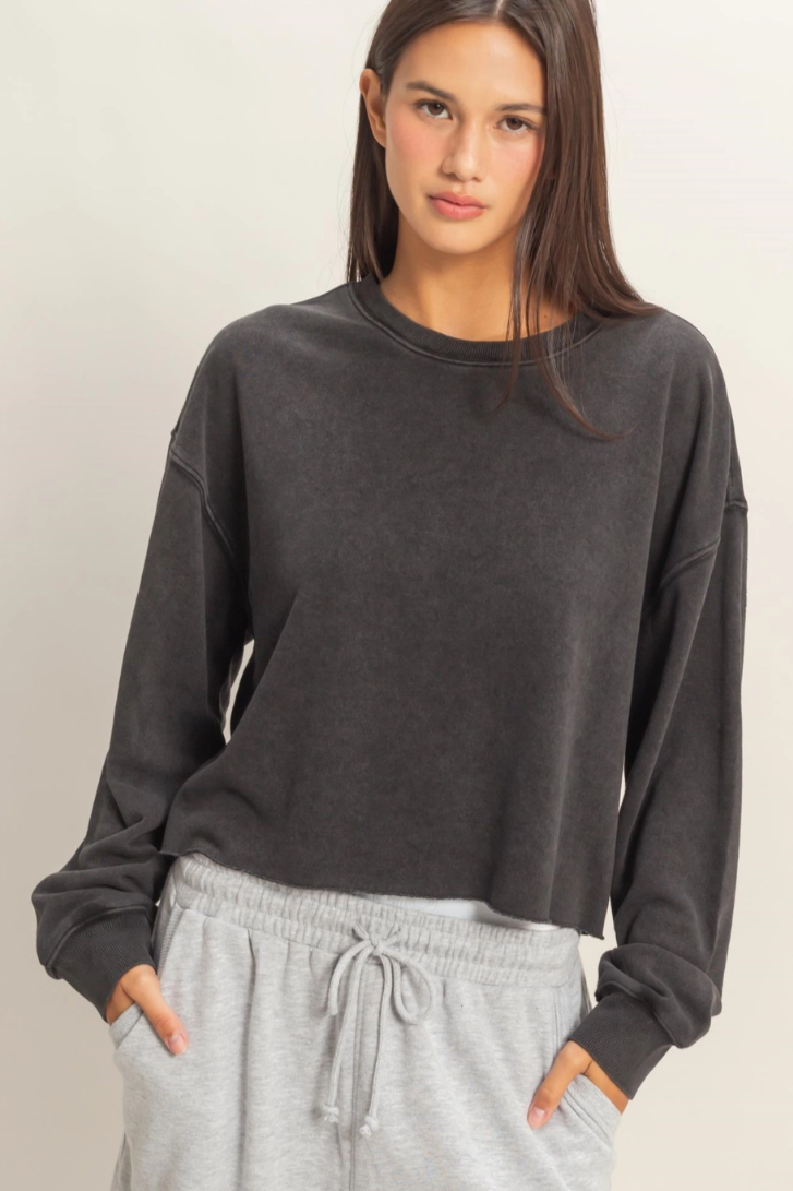 •CHARLI• mineral washed cropped sweatshirt
