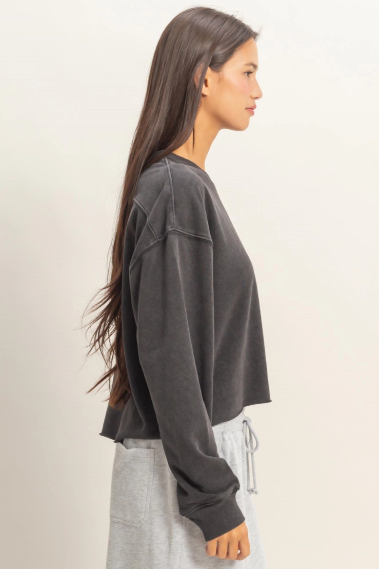 •CHARLI• mineral washed cropped sweatshirt