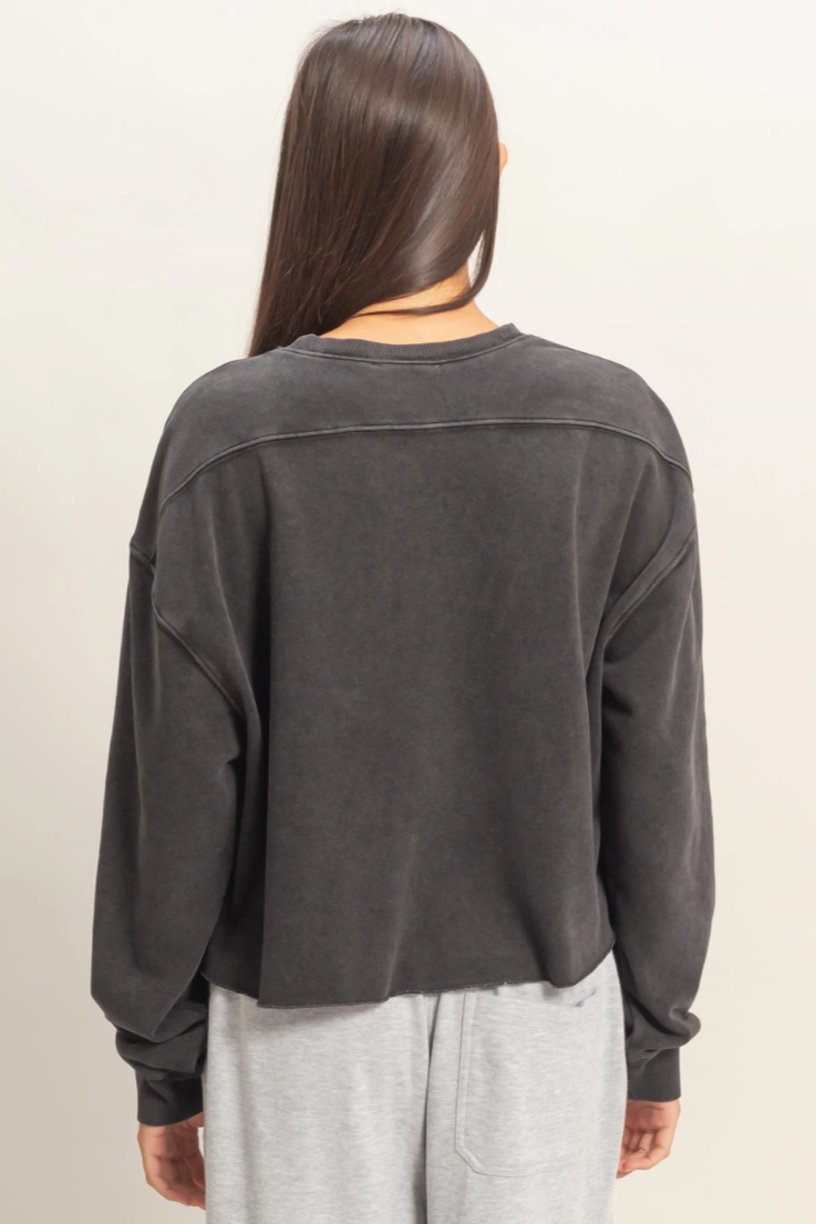 •CHARLI• mineral washed cropped sweatshirt