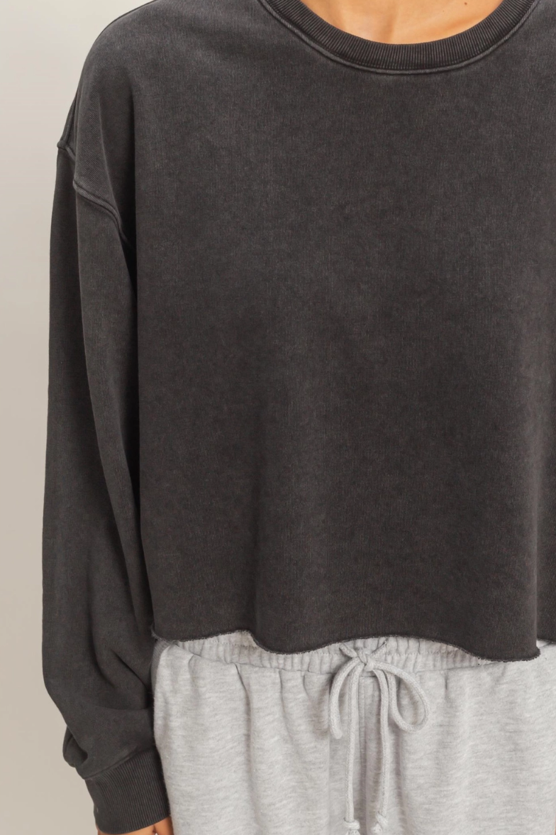 •CHARLI• mineral washed cropped sweatshirt