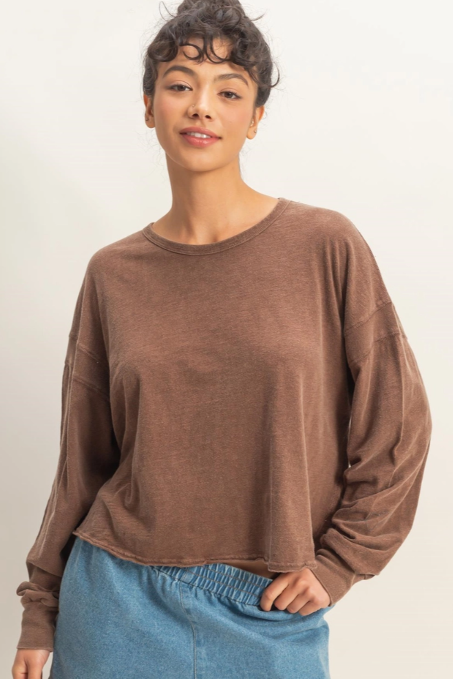 •TONYA• long sleeve open back top