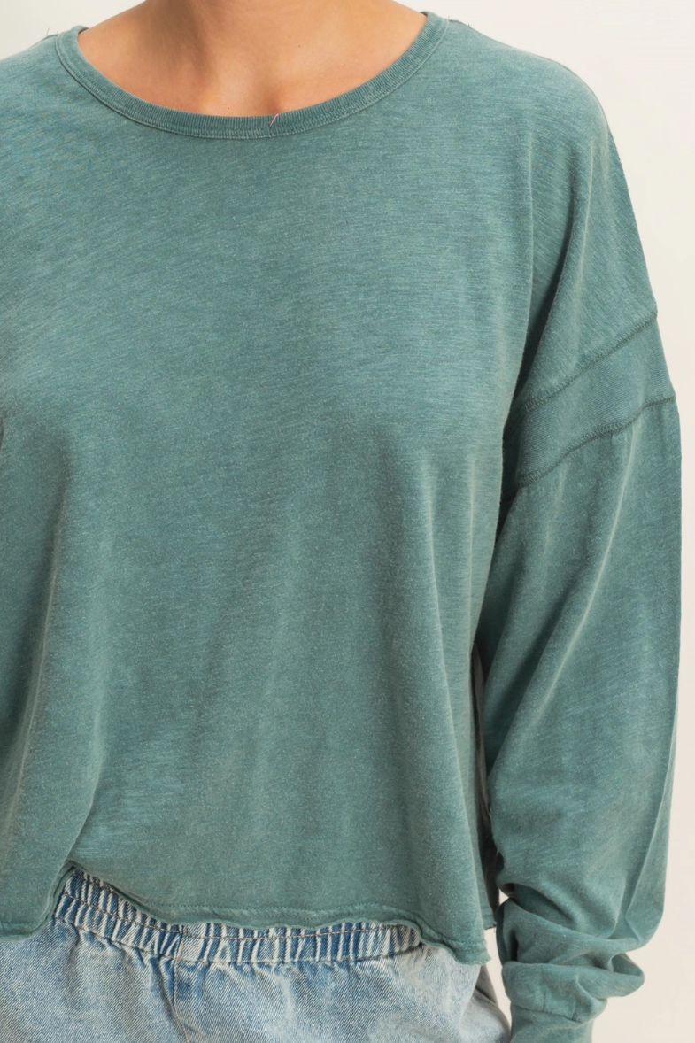 •TONYA• long sleeve open back top