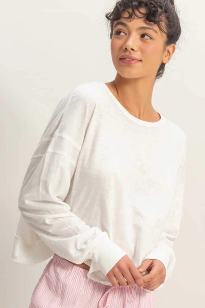 •TONYA• long sleeve open back top