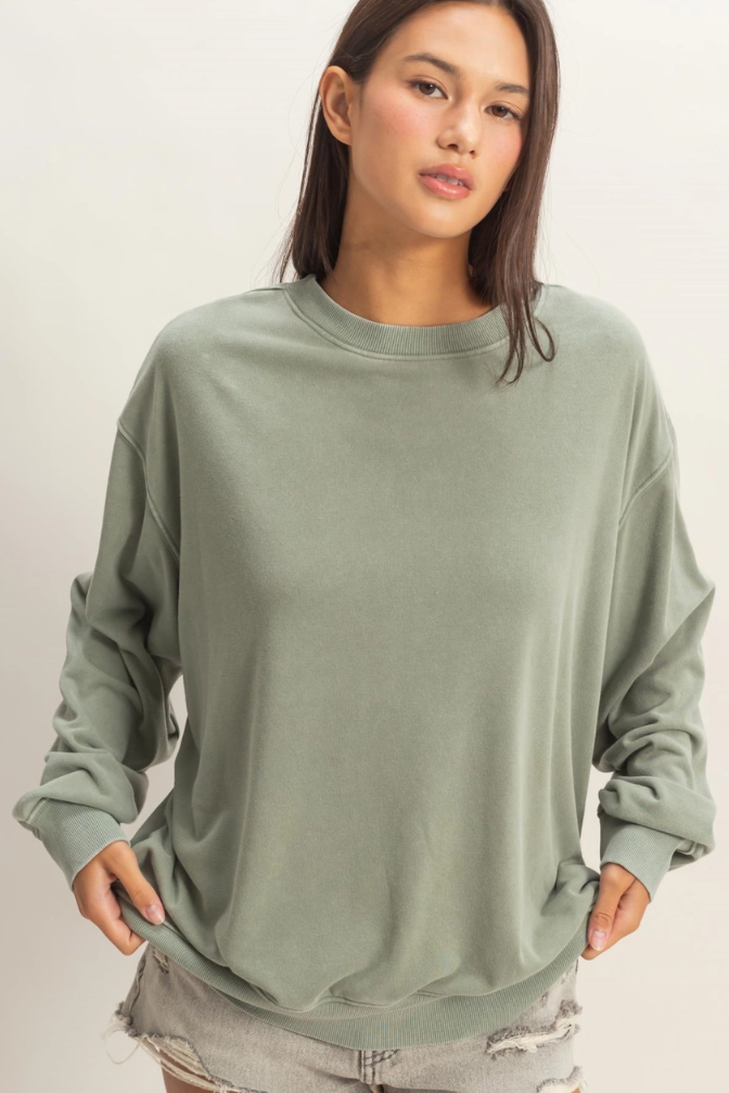 •TERI• mineral washed french terry sweatshirt