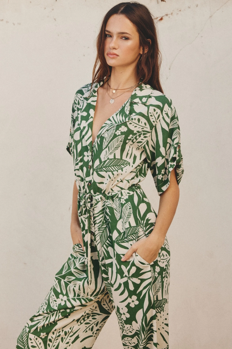 •OASIS• linen blend collared jumpsuit