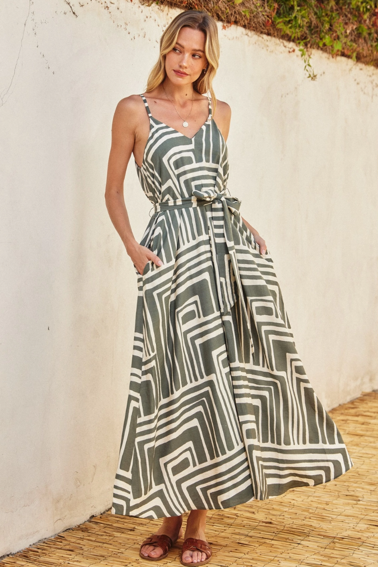 •LABYRINTH• V-neck midaxi dress