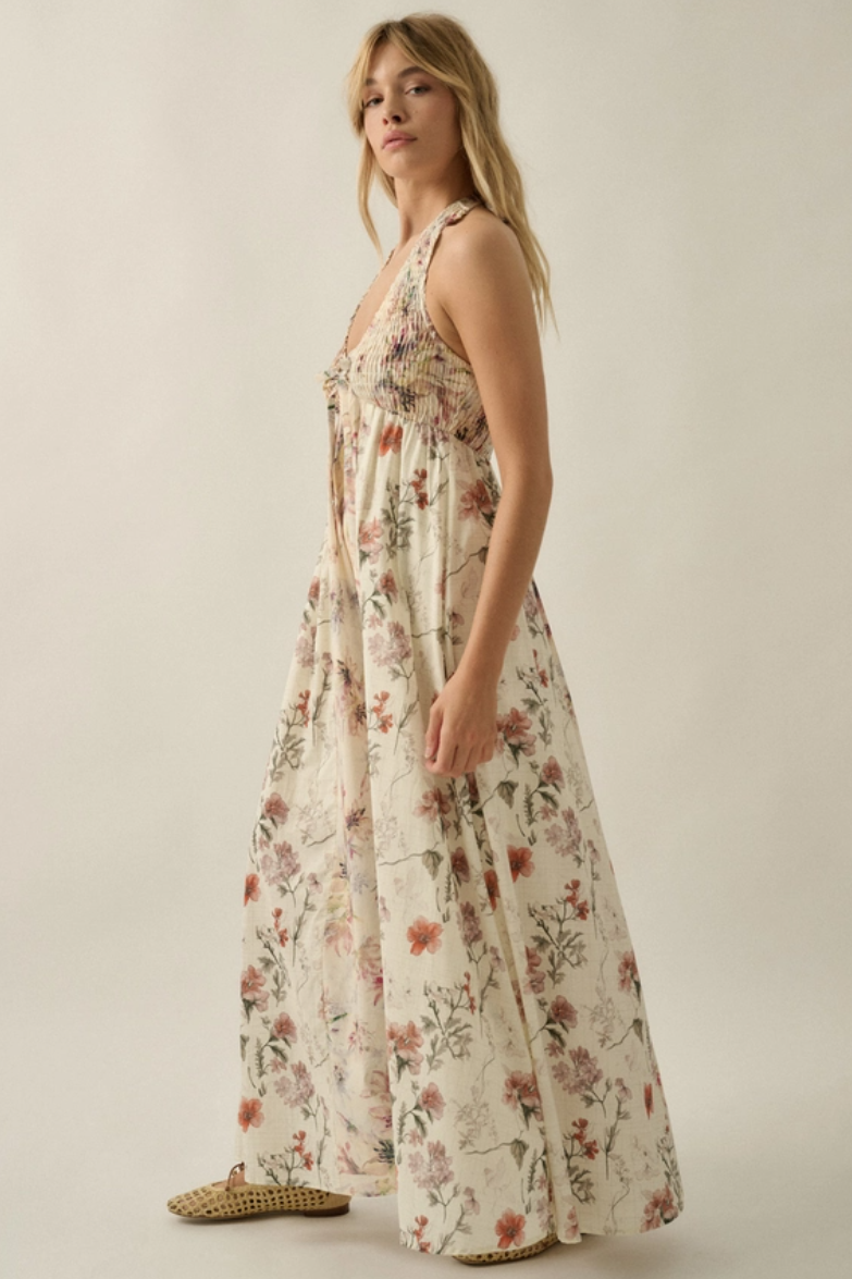 •AMANDA• soft floral halter maxi dress