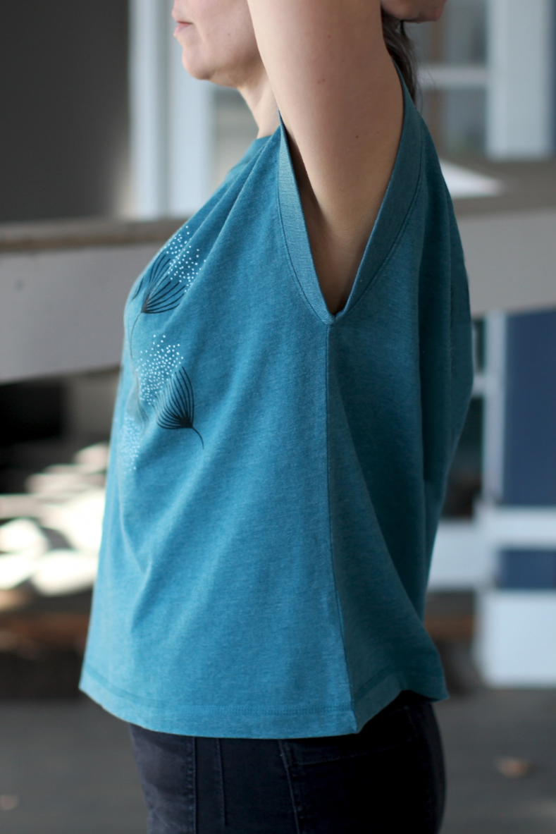 •EUCALYPTUS BLOOM• cotton blend boxy tee (USA)