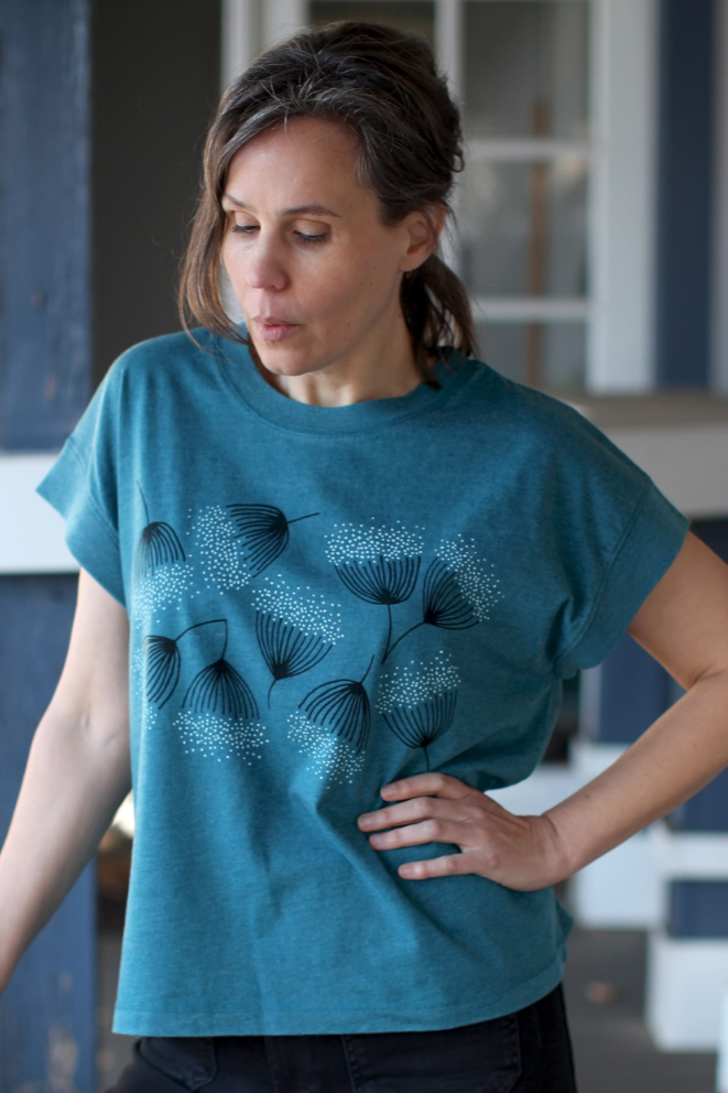 •EUCALYPTUS BLOOM• cotton blend boxy tee (USA)