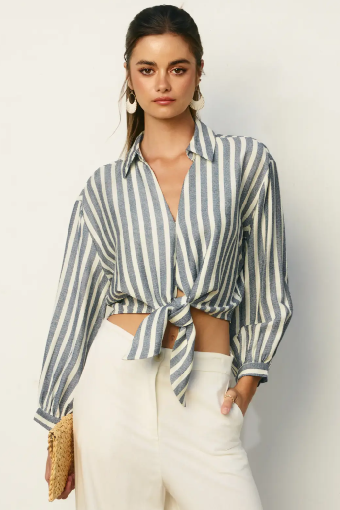 •MONTAUK• collared knotted crop top