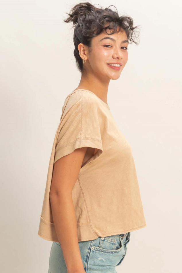 •TONYA• short sleeve open back top