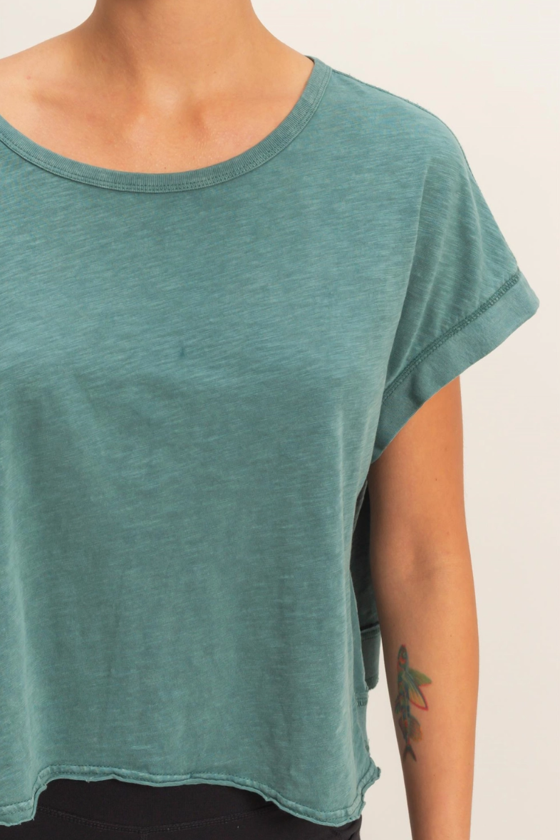 •TONYA• short sleeve open back top