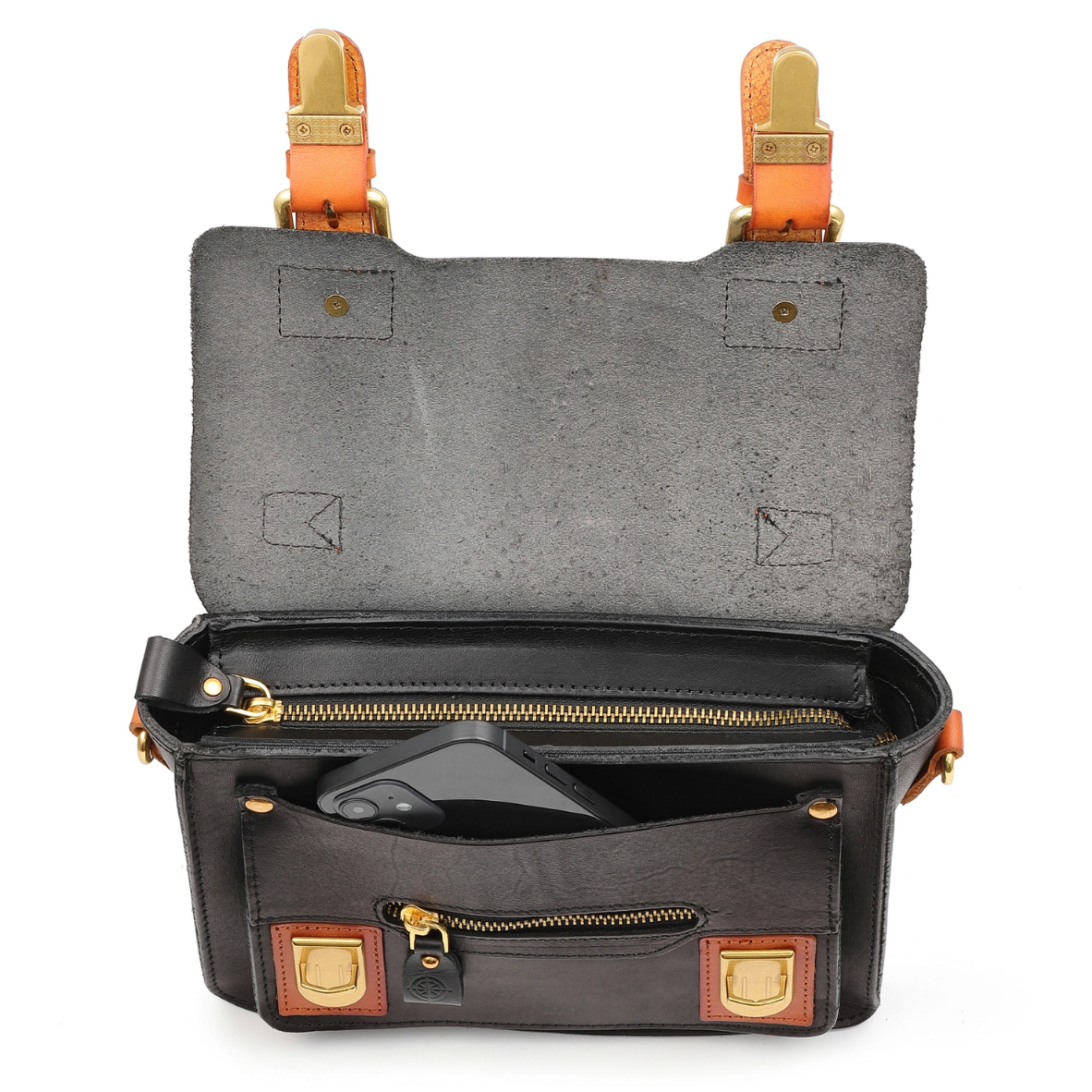 •PARIS• black leather mini satchel/crossbody