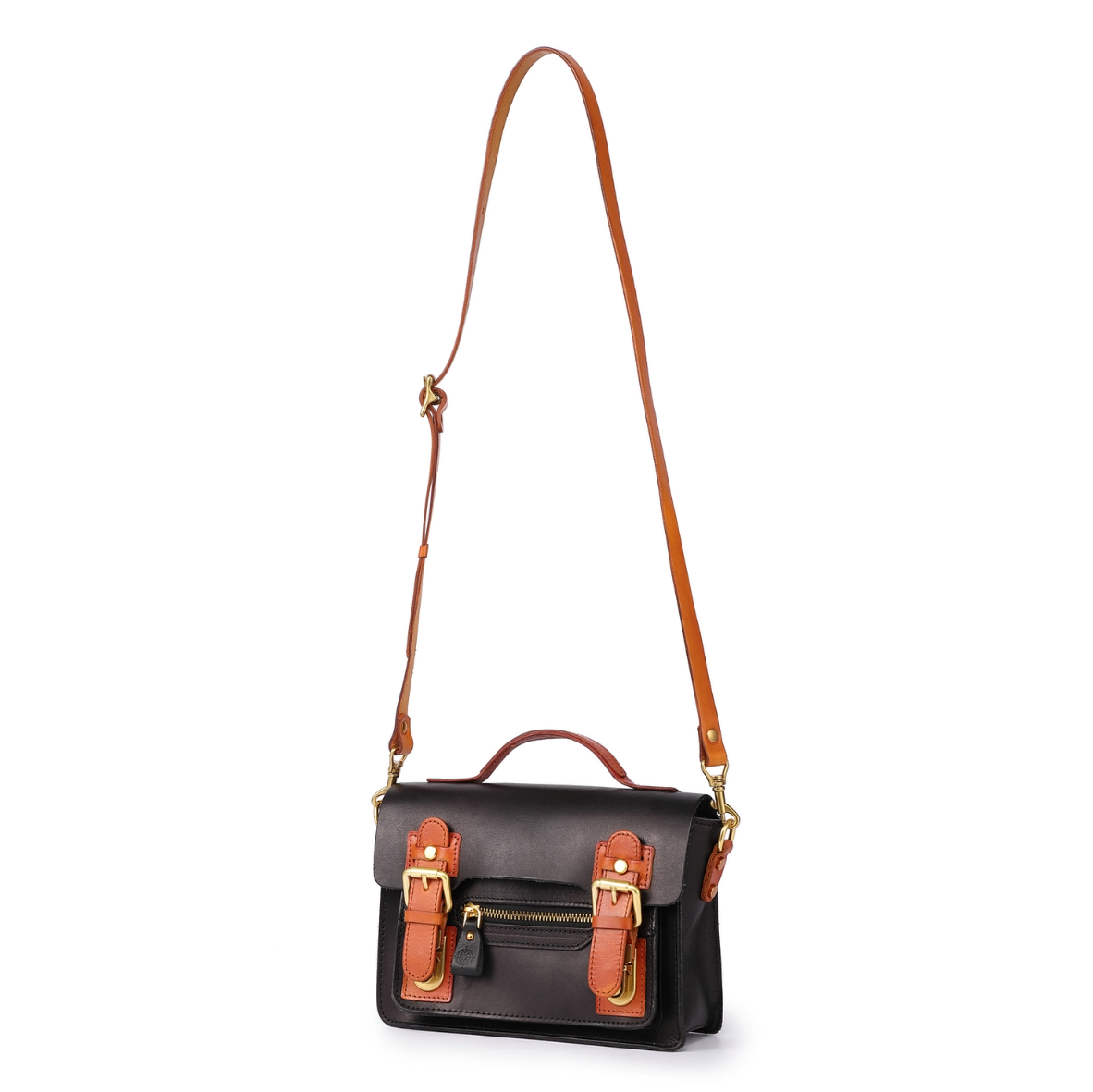 •PARIS• black leather mini satchel/crossbody