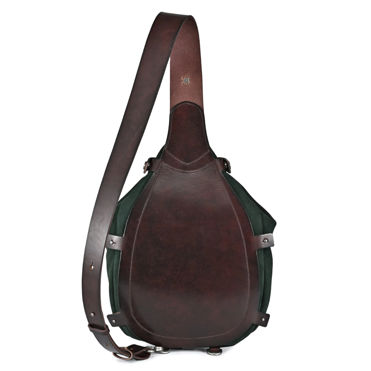•LISBON• hunter green leather sling bag