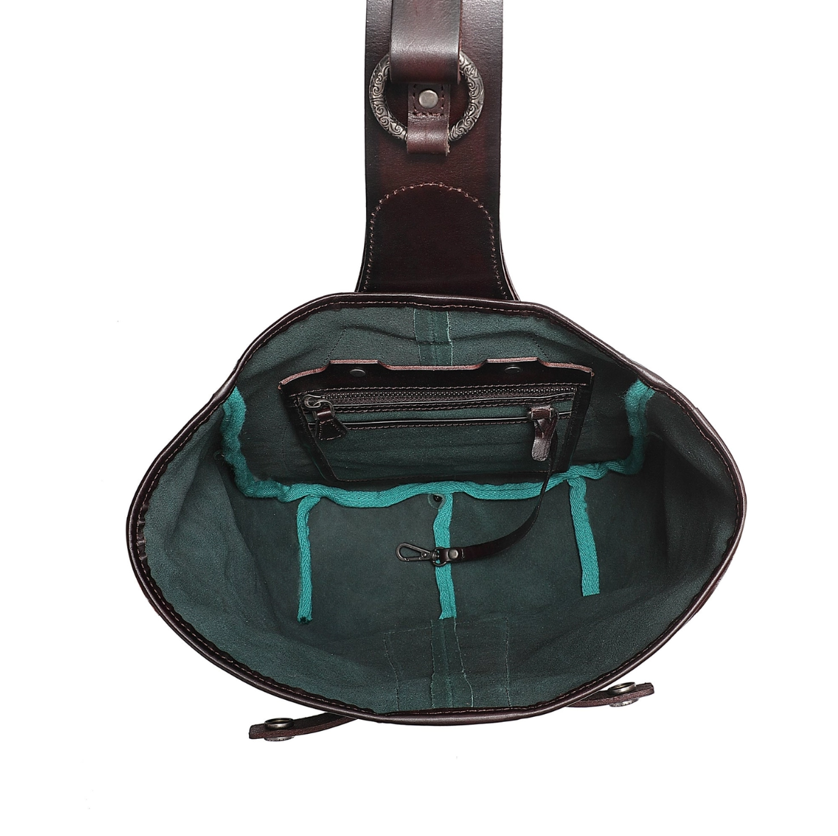 •LISBON• hunter green leather sling bag