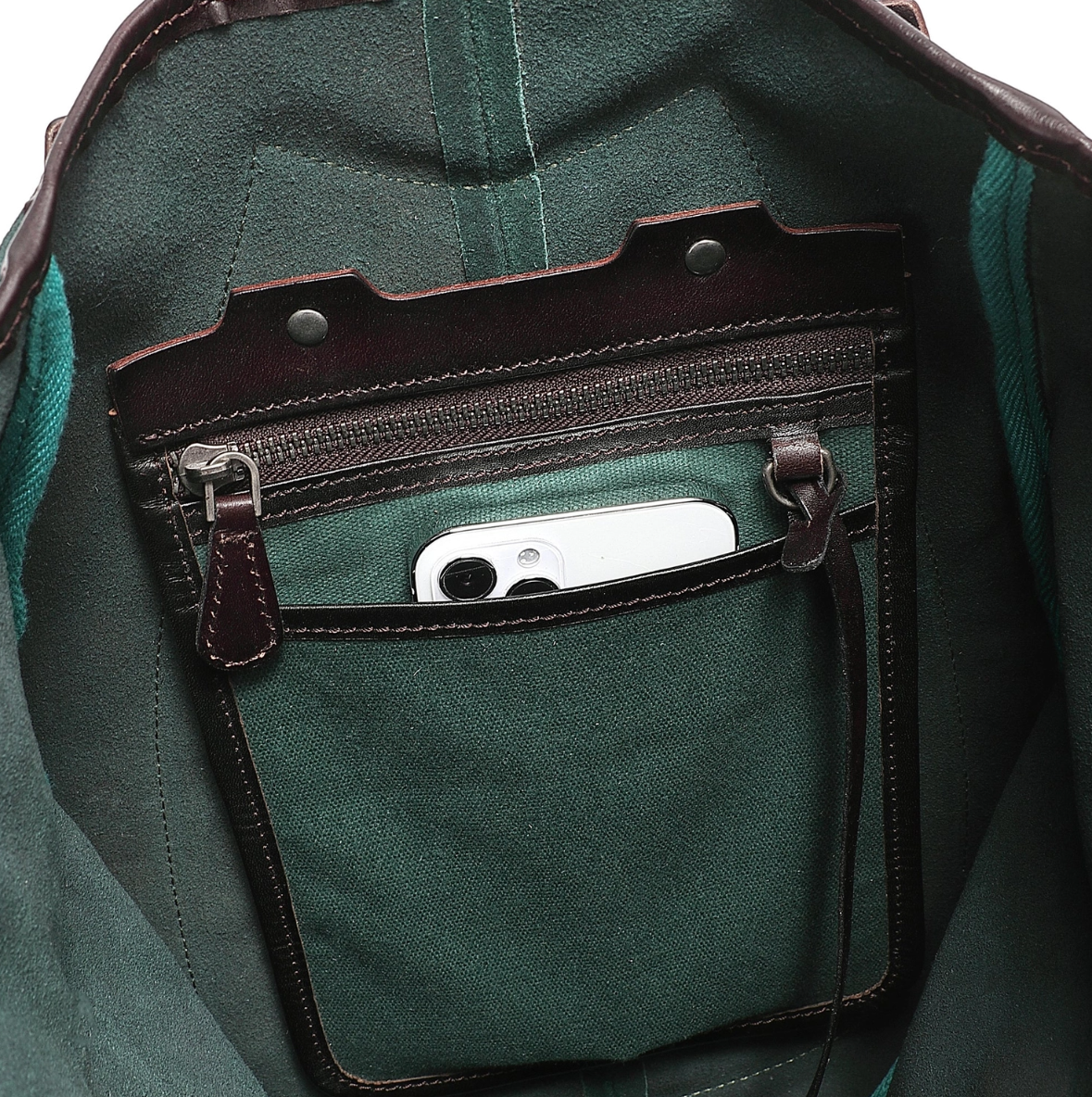 •LISBON• hunter green leather sling bag