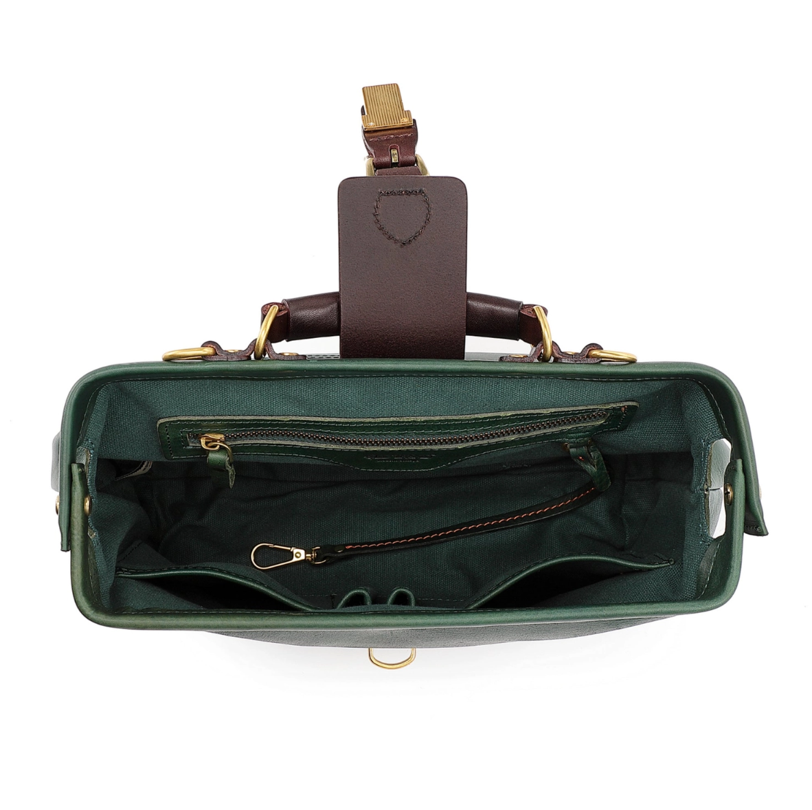 •OXFORD• hunter green leather doctor satchel/crossbody