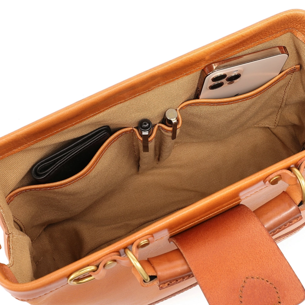 •OXFORD• caramel leather doctor satchel/crossbody