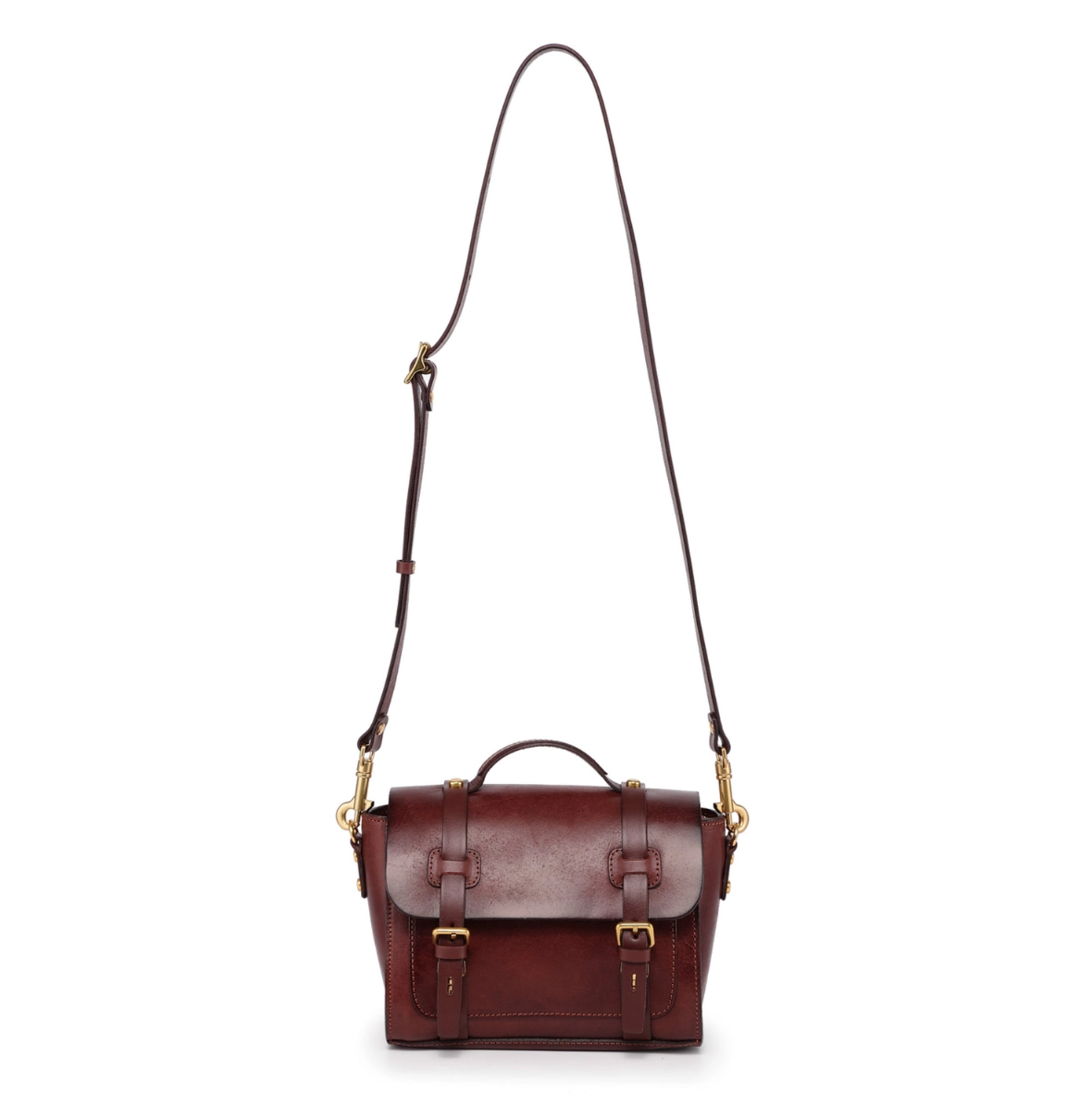 •SOHO• mahogany leather mini satchel/crossbody