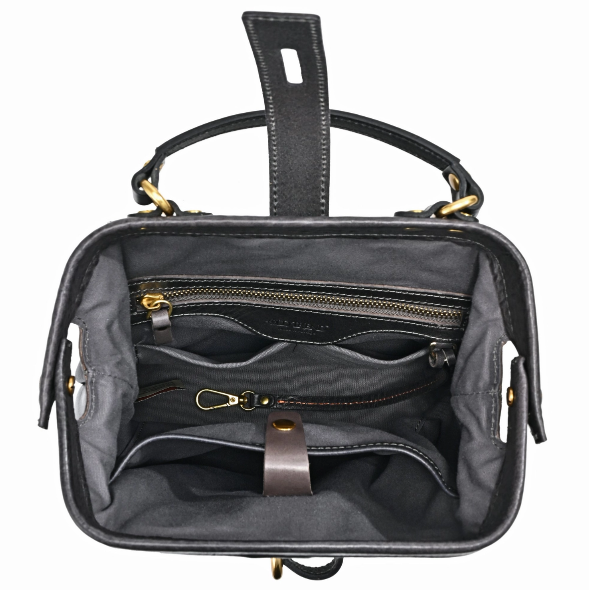 •CAMBRIDGE• charcoal leather backpack
