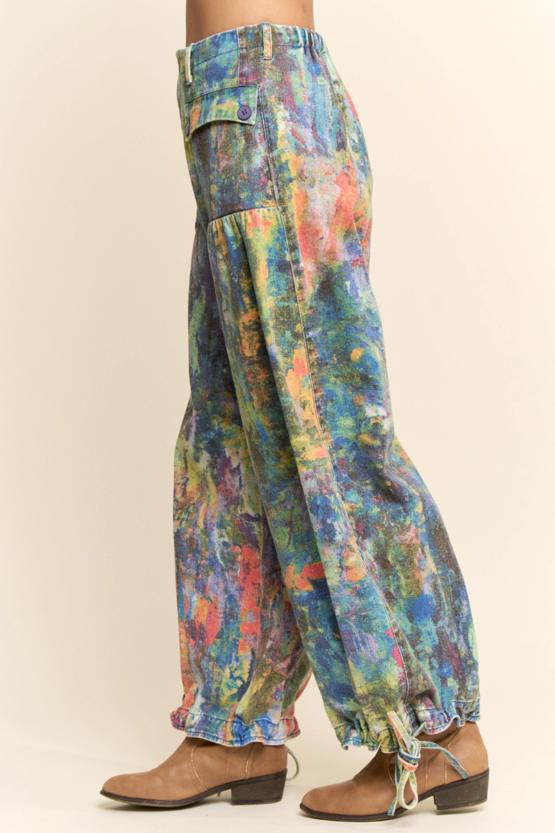 •MONIE - WATER• abstract dyed cargo pants