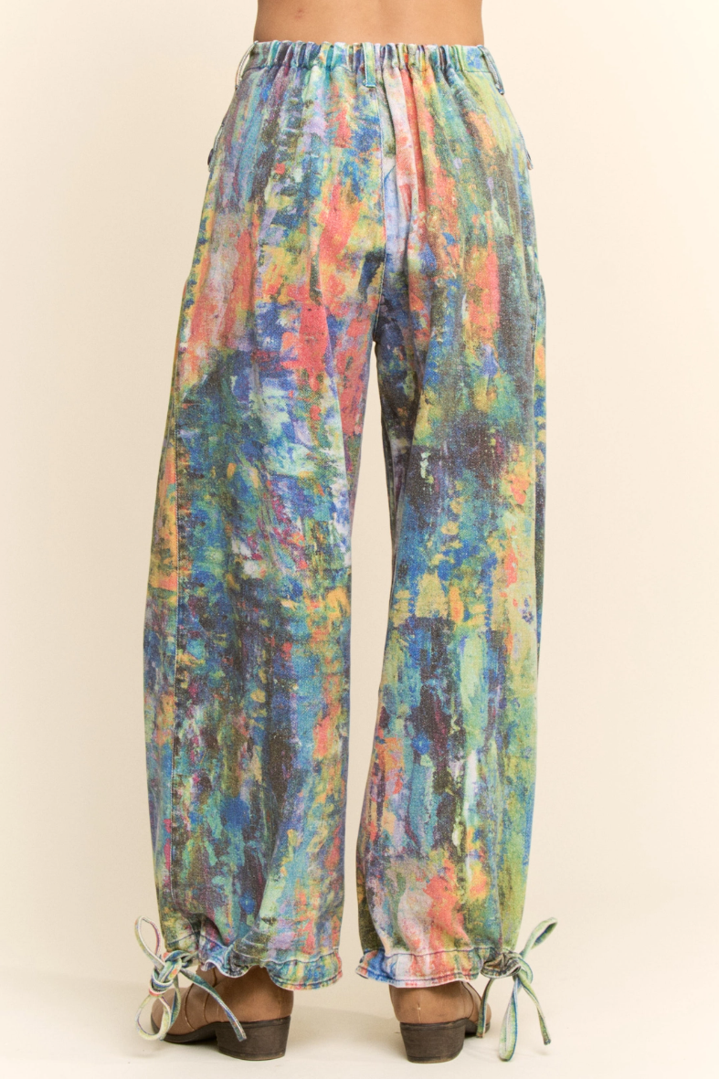 •MONIE - WATER• abstract dyed cargo pants