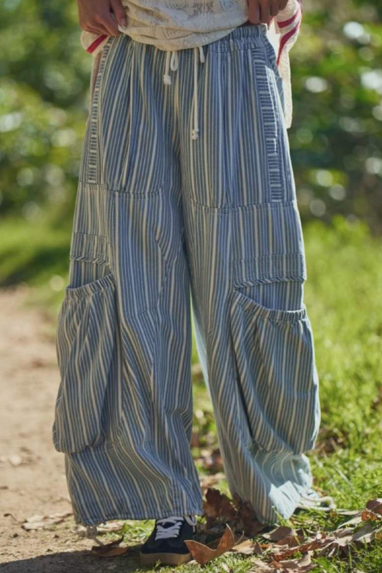 •MARSEILLE• striped cotton blend cargo pants