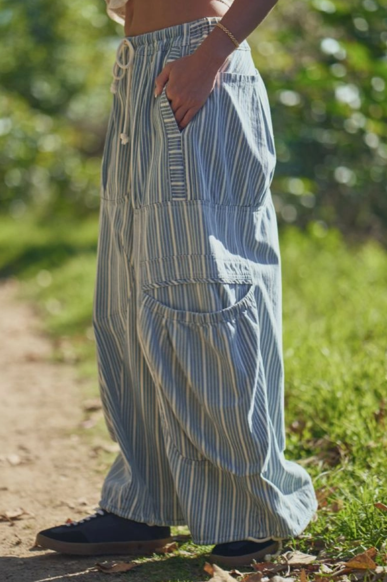 •MARSEILLE• striped cotton blend cargo pants