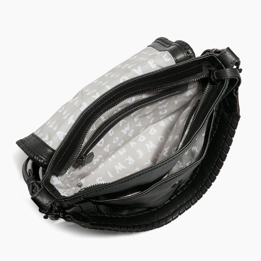 •UNITY• black zip top leather crossbody/shoulder bag