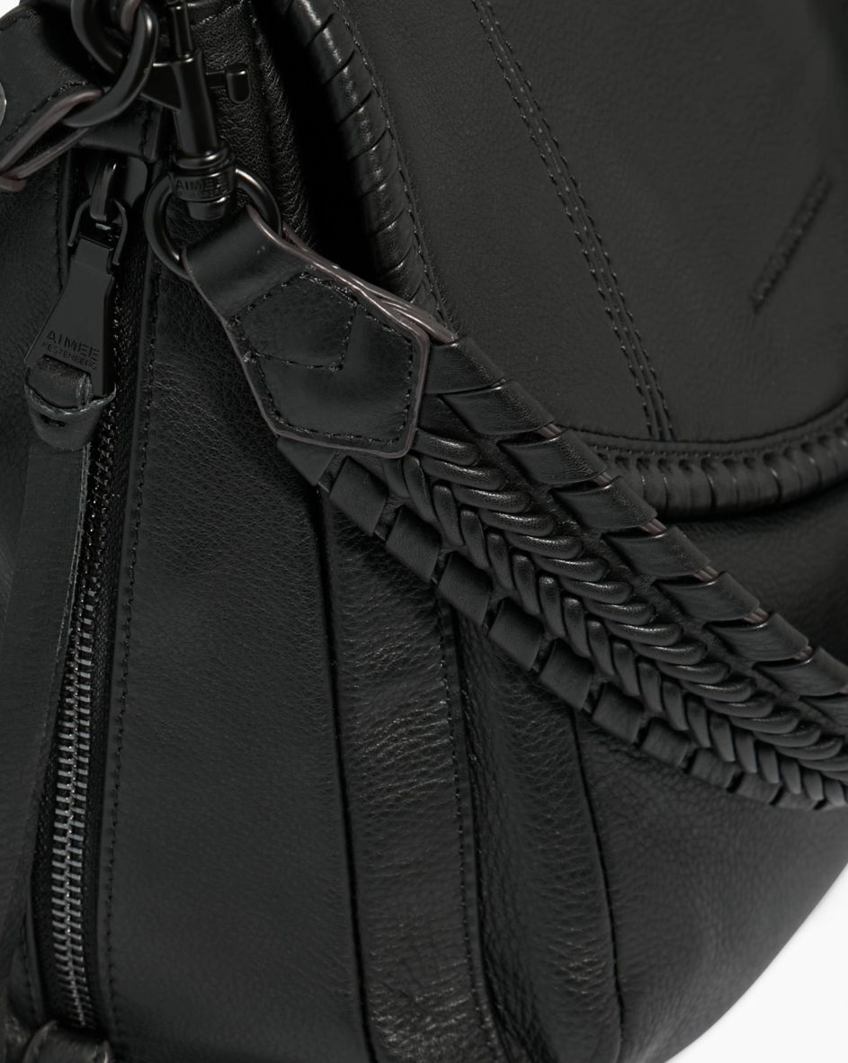 •UNITY• black zip top leather crossbody/shoulder bag