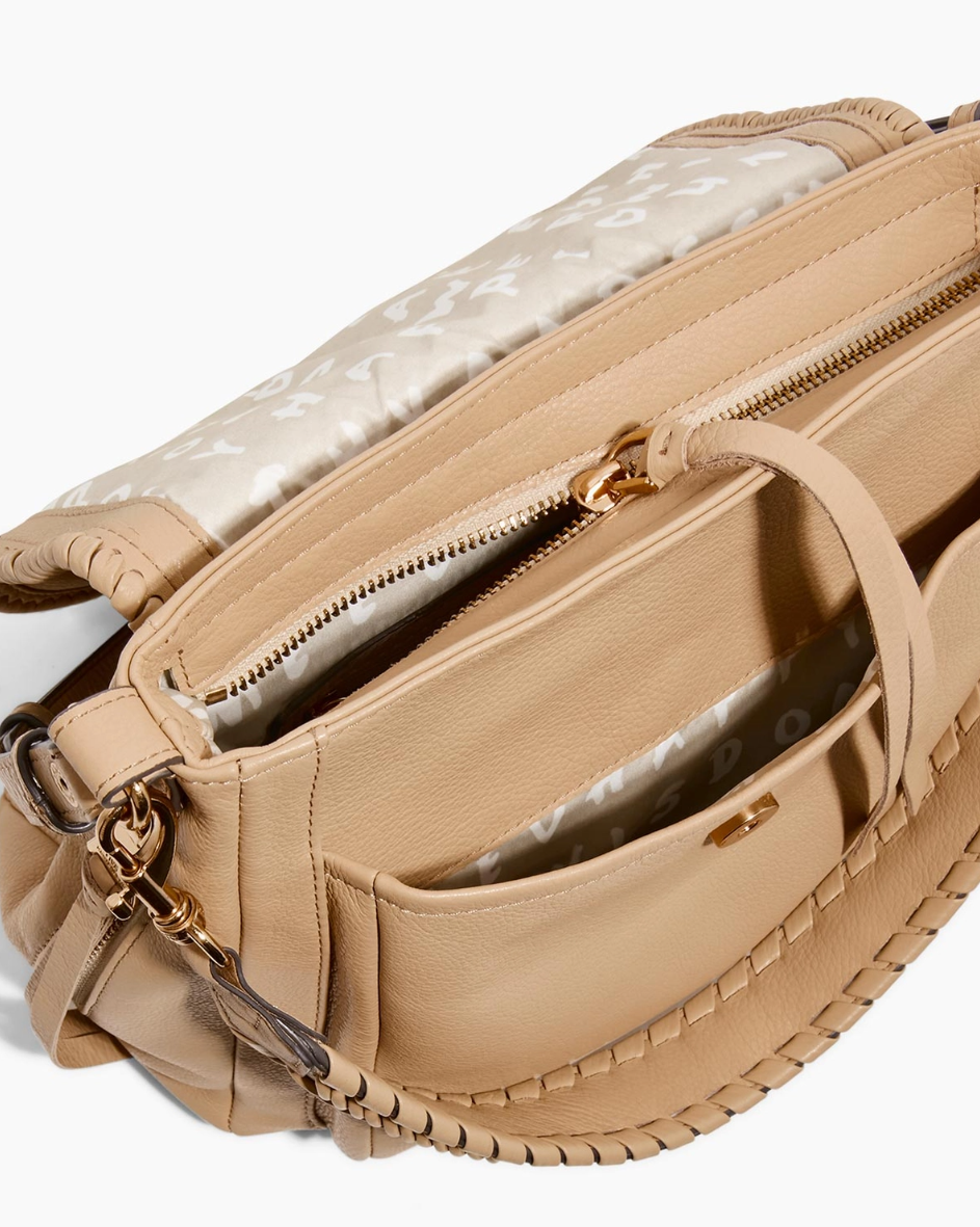 •UNITY• taupe zip top leather crossbody/shoulder bag