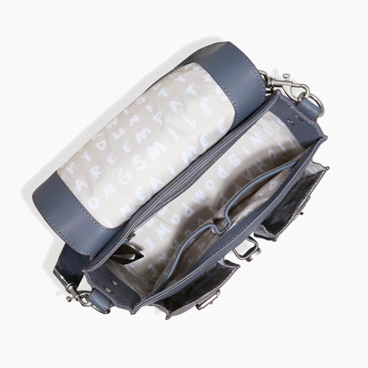 •SIDE SADDLE• smoky blue leather crossbody