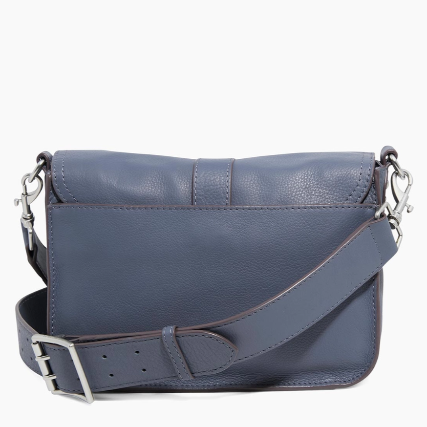•SIDE SADDLE• smoky blue leather crossbody