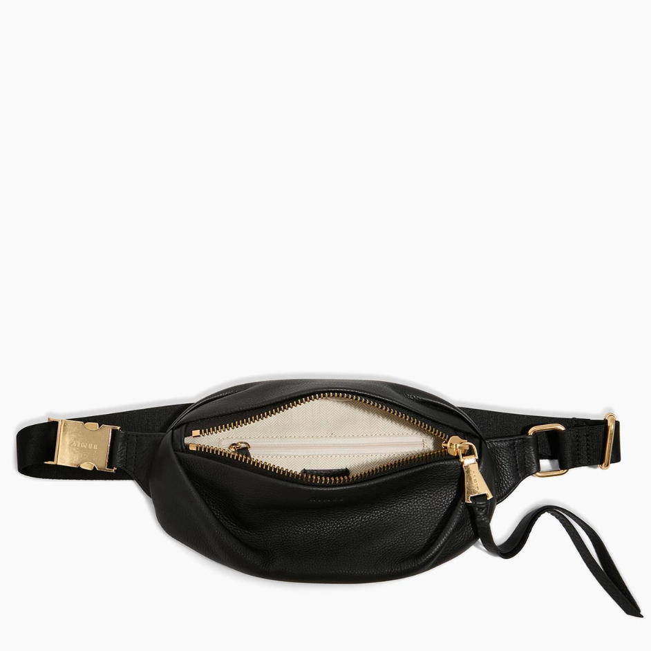 •ROAM• black leather bum bag