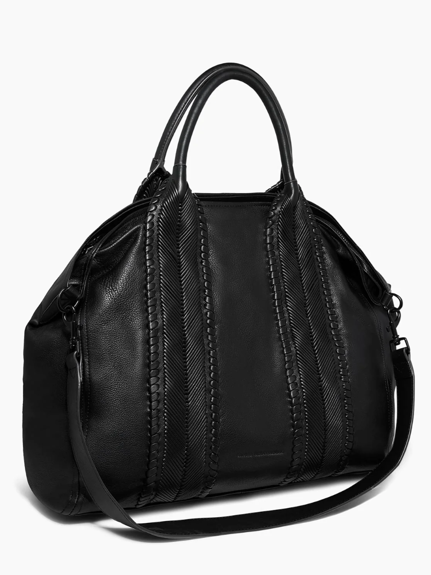 •ALL FOR LOVE• black woven leather shoulder/tote bag