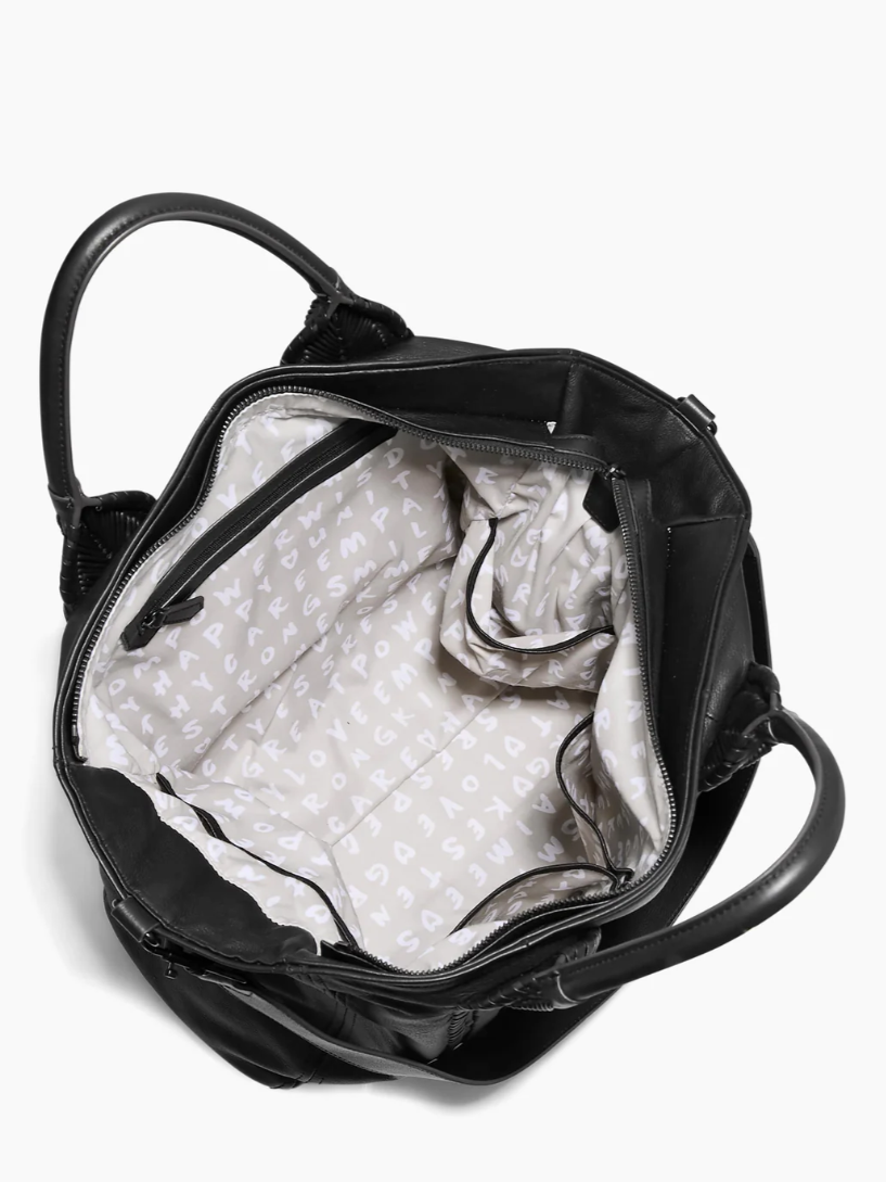 •ALL FOR LOVE• black woven leather shoulder/tote bag