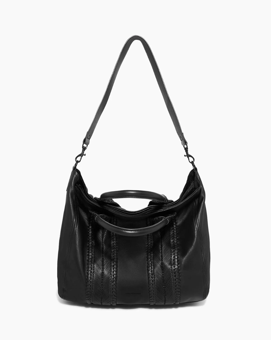 •ALL FOR LOVE• black woven leather shoulder/tote bag