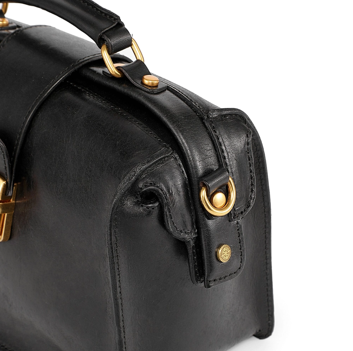 •BURLINGTON• black leather doctor satchel/crossbody